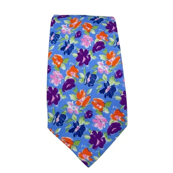 Lauren Ralph Lauren Silk Tie OS Blue Pink Multi - Picture 4 of 13